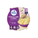 Plat bébé Dès 15 mois Pommes de terre et Poireau CARREFOUR BABY