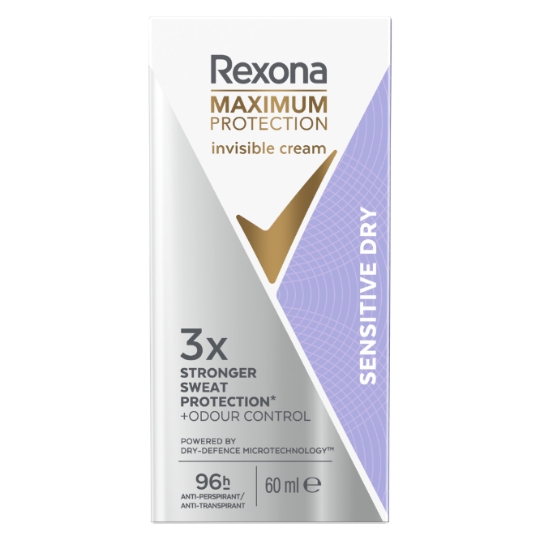 Déodorant Crème Invisible Anti-Transpirant 96H Maximum Protection Sensitive Dry REXONA