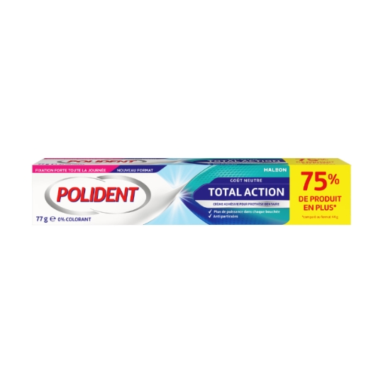 Crème Adhésive pour Prothèse Dentaire Goût Neutre Total Action POLIDENT