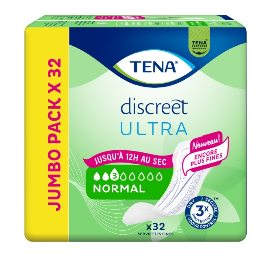 Serviettes pour Fuites Urinaires Sans Ailettes Normal Discreet Ultra TENA