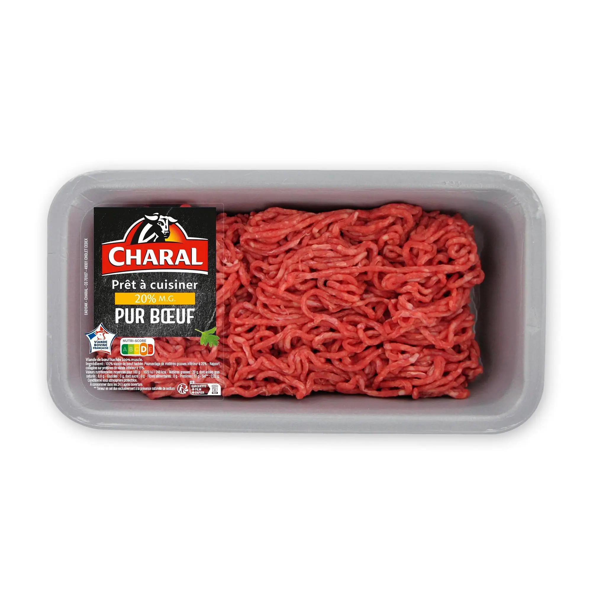 CHARAL Haché pur boeuf 20%mg