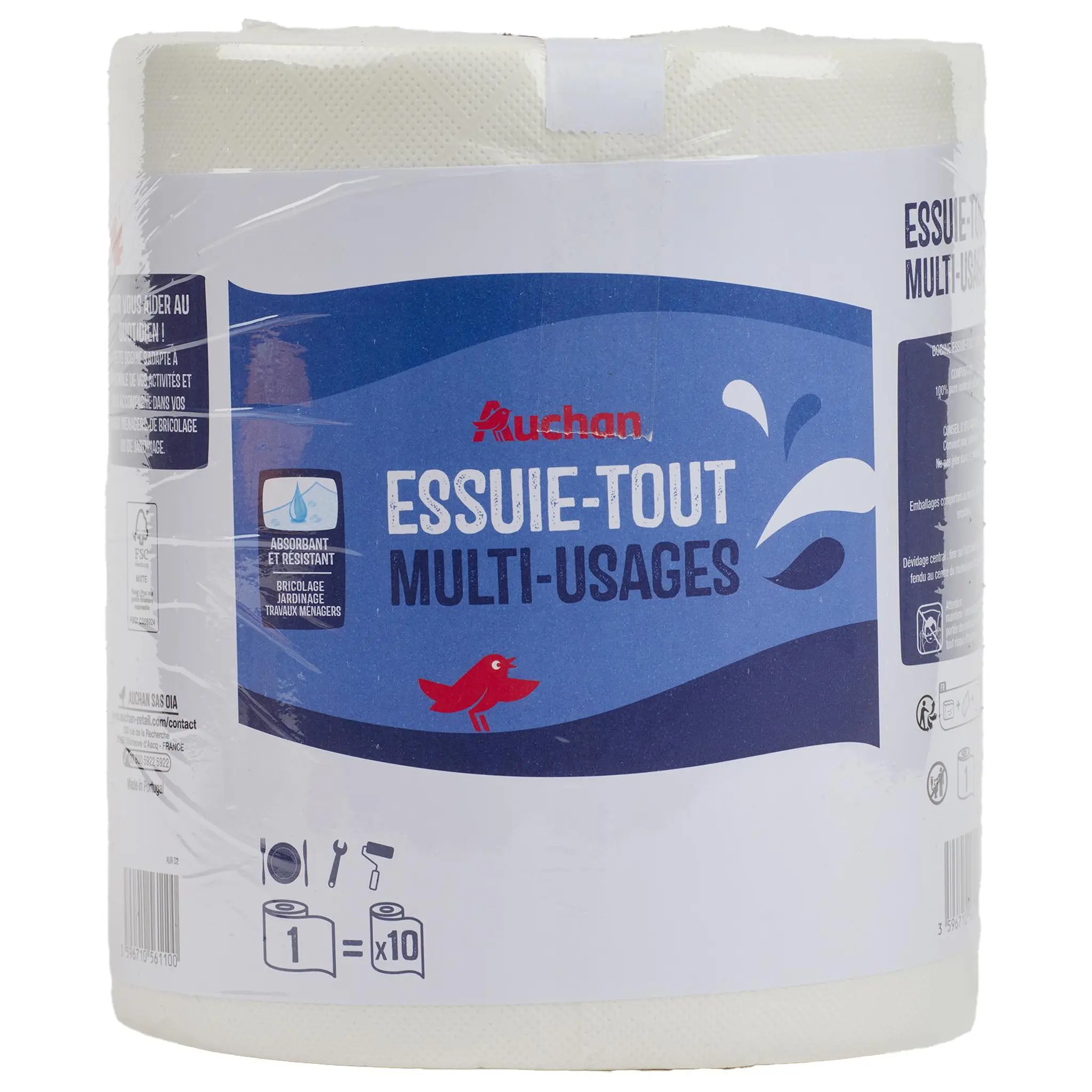 AUCHAN Essuie-tout bobine multi-usage