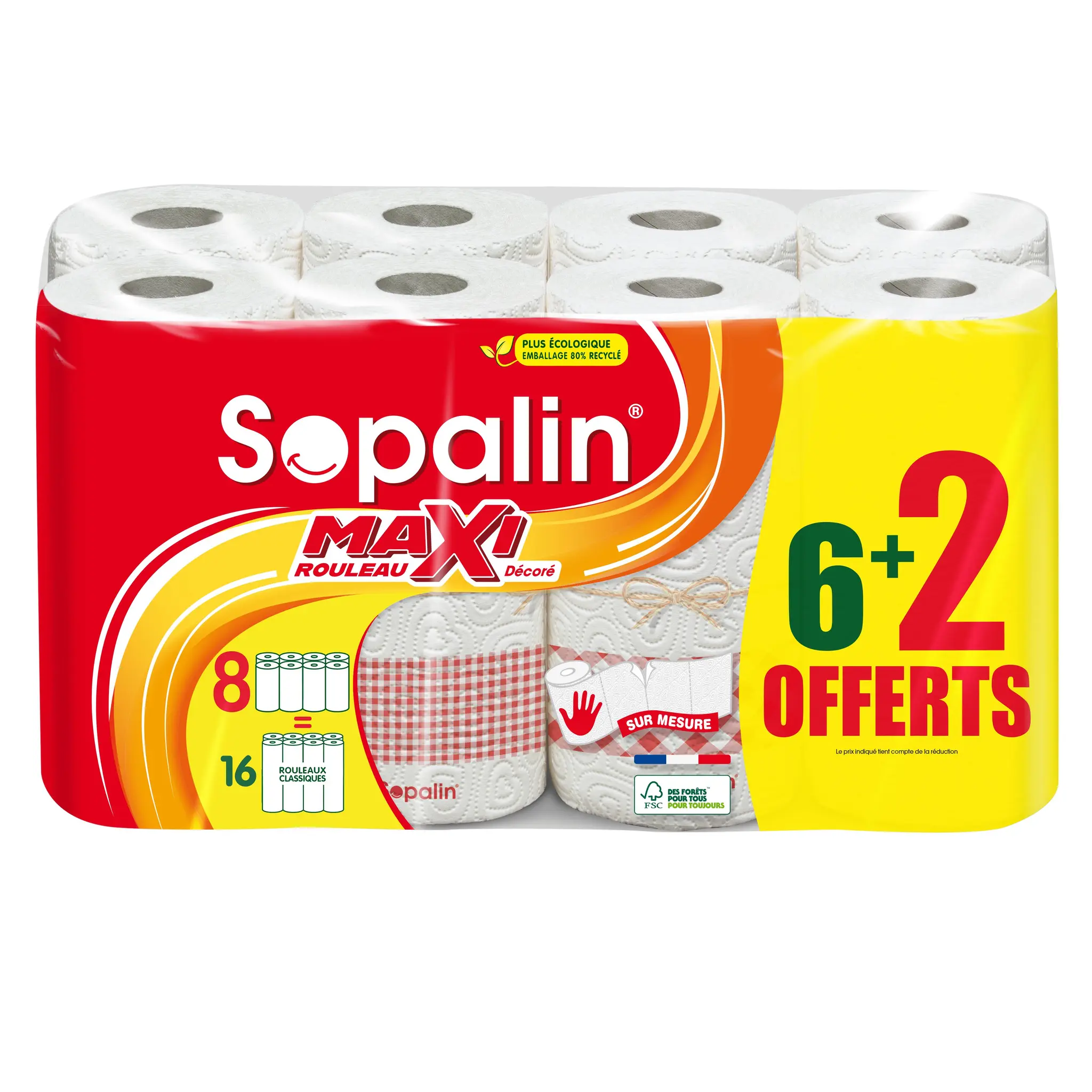 SOPALIN Essuie-tout décoré demi-feuilles maxi rouleau