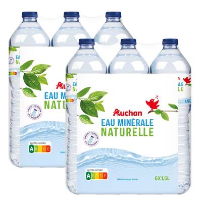 Auchan Eau minérale naturelle, Lot de 2 - 6x1,5L