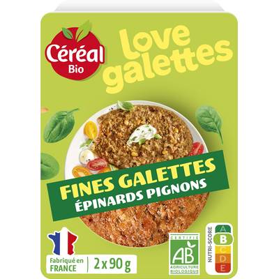 Céréal Bio Galettes de Céréales aux Epinards et Pignons Bio, 2x90g