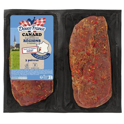 Douce France Filets de Canard aux 3 Poivres, 2 filets - environ 800g