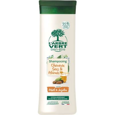 L'Arbre Vert Bien-Etre Shampooing nutrition à l'huile de jojoba et aux extraits de miel pour les cheveux secs et abimés, 250ml
