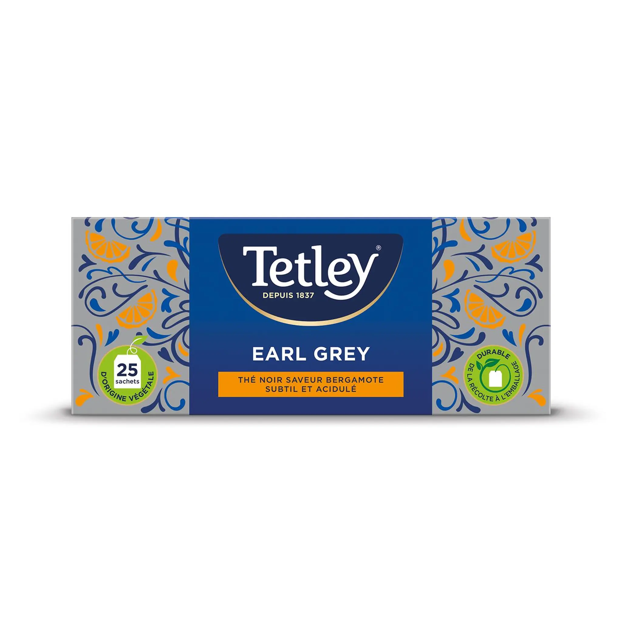 TETLEY Thé noir saveur bergamote subtil et acidulé Earl Grey