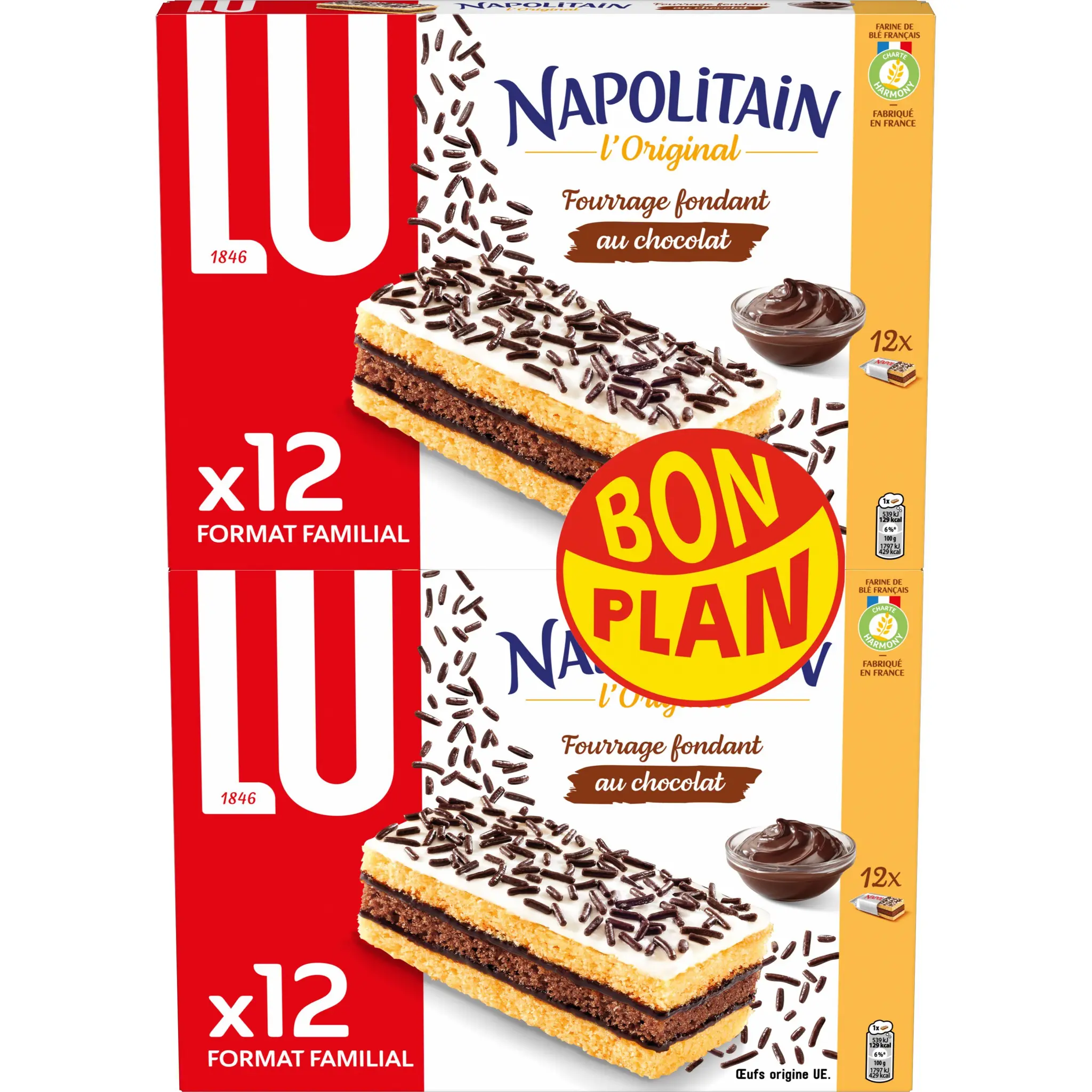 NAPOLITAIN L'original Gâteaux moelleux fourrés au chocolat Format familial