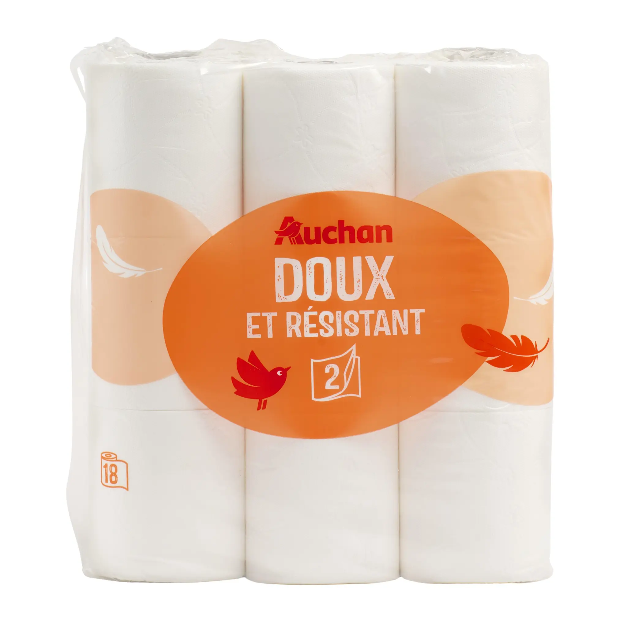 AUCHAN Papier toilette blanc doux 2 épaisseurs