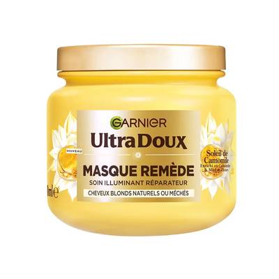 Garnier - Ultra Doux Masque cheveux remède illuminant réparateur camomille miel de fleurs, 340ml