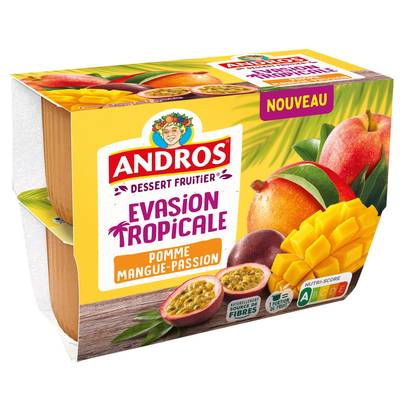Andros Evasion tropicale Compote pomme mangue passion, 4x97g