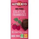 Alter Eco - Commerce Equitable Chocolat noir éclats de framboises 60% Cacao Bio du Pérou, 100g