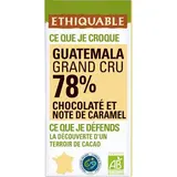 Ethiquable - Commerce Equitable Chocolat Noir Notes de Caramel 78% Cacao Bio du Guatemala, 100g