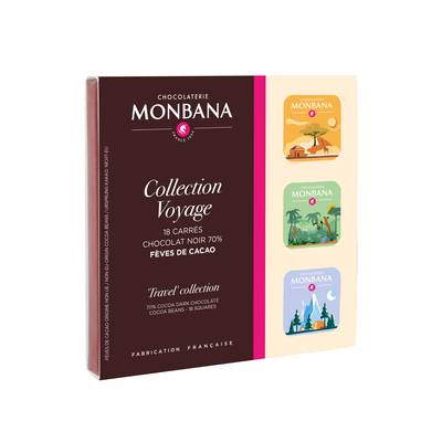 Chocolaterie Monbana Coffret Collection Voyage Carré Chocolat Noir 78%, 70g