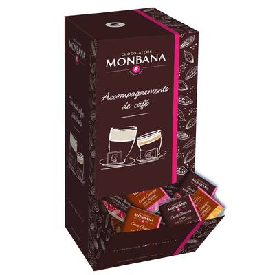 Chocolaterie Monbana Distributeur de Chocolat Noir et Lait, 10 Saveurs  x200, 800g
