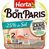 Herta Jambon Supérieur Le  Bon Paris Taux de Sel Réduit Conservation Sans Nitrite, 2 tranches - 70g