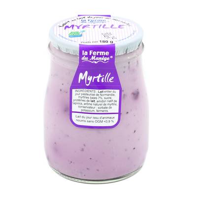 La Ferme du manège Yaourt Myrtille au lait entier, 180g