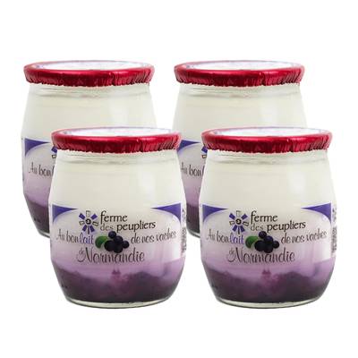 La Ferme Des Peupliers Yaourt Entier sur lit de Myrtilles, Lot de 4x125g