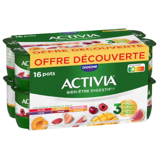Yaourts aux fruits bifidus fraise abricot rhubarbe figue cerise mangue ACTIVIA