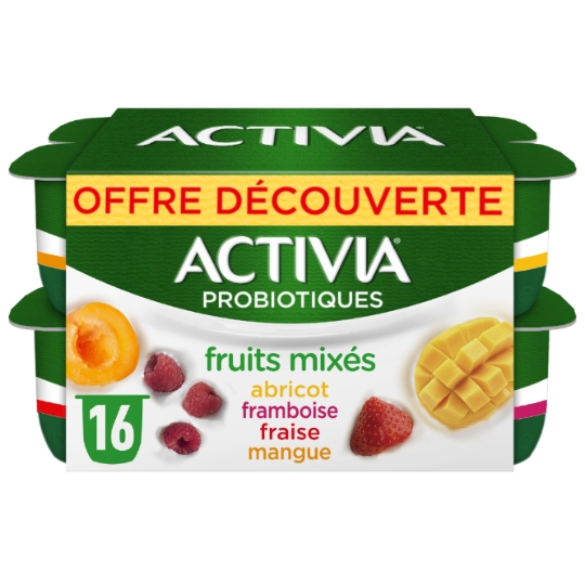 Yaourts aux fruits mixés bifidus abricot framboise fraise mangue ACTIVIA