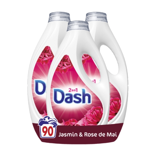 Lessive Liquide Jasmin et Rose de Mai 90 Lavages DASH 2EN1