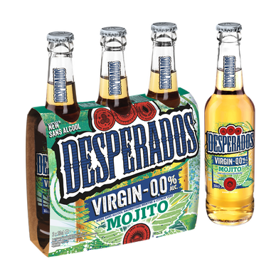 Bière sans alcool aromatisée menthe et citron vert DESPERADOS - 0°  -bouteille 3x33cl