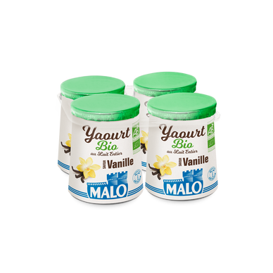 Yaourt bio à la vanille MALO, 4x125g