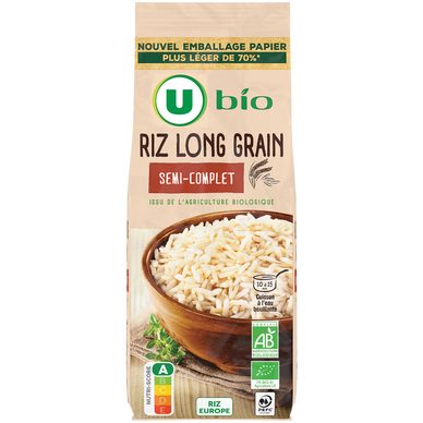 Riz long semi-complet étuvé 10 minutes  paquet de 500g