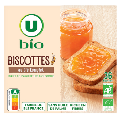 Biscottes au blé complet, boîte x36 tranches, 300g