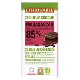 ETHIQUABLE - Chocolat noir 85% Madagascar BIO - la tablette de 100g