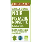 Chocolat noir 65% pistache noisette bio ETHIQUABLE, tablette 100g