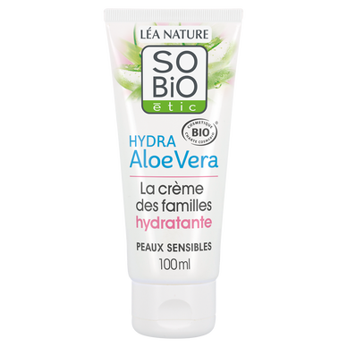 Crème hydratante hypoallergénique peaux sensibles et réactives famillebio hydra aloé véra SO'BIO ETIC, 100ml