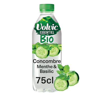Eau aromatisée bio concombre menthe basilic VOLVIC ESSENTIEL - 75cl