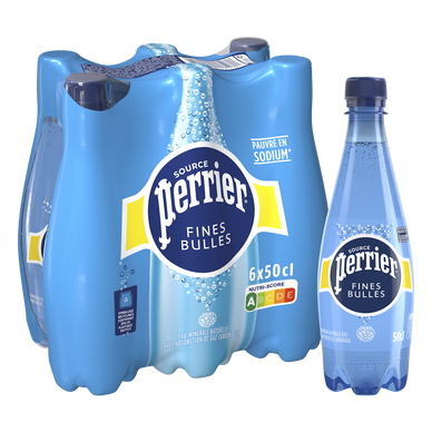 Eau minérale naturelle gazeuse PERRIER Fines Bulles 6x50cl