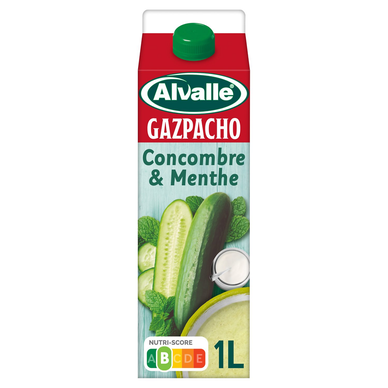 Soupe Froide Gazpacho de Concombre et Menthe - ALVALLE - Brique 1L