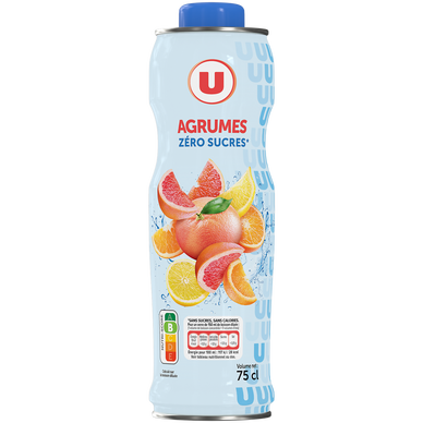 Boisson concentré au pamplemousse rose, citron et orange aromatisée avec édulcorant bouteille de 75cl