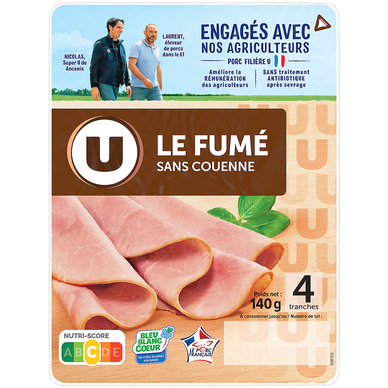 Jambon supérieur fumé BBC U 4 tranches 140g