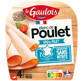 Blanc de poulet sous atmosphère contrôlée sans ogm conservation sans nitrite LE GAULOIS 4 tranches 160g