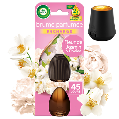 Recharge diffuseur huiles essentielles désodorisant Brume ParfuméeFleur de Jasmin & Pivoine AIRWICK 20mL