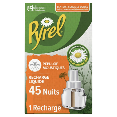 Recharge répulsif liquide agrumes boises PYREL 45 nuits 32ml