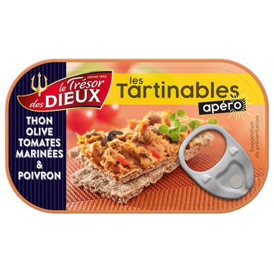 Tartinable thon olives/tomates marinées&poivrons LES DIEUX, 90g