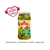 Olives vertes dénoyautées calibre généreux zéro résidus de pesticidesTRAMIER 160g
