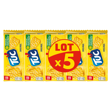 Biscuits apéritifs crackers salés Original TUC LU - Paquet de 5x100g