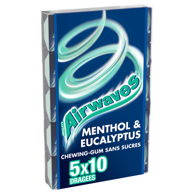 Chewing-gum Menthol eucalyptus sans sucres AIRWAVES 5x10 dragées
