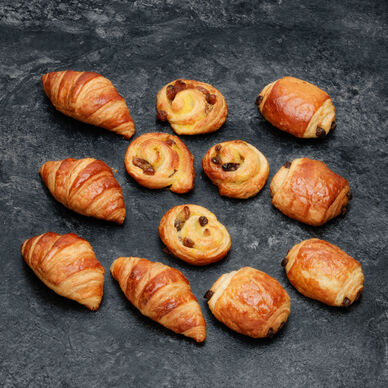 Assortiment mini viennoiseries pur beurre,  6 pièces, 140g