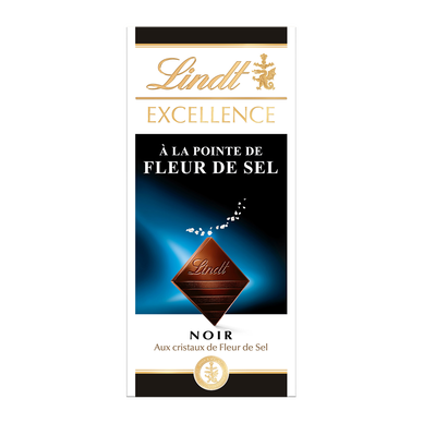Chocolat noir fleur de sel Excellence LINDT, Tablette de 100g