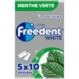 Chewing-gum White Menthe verte sans sucres FREEDENT 5x10 dragées