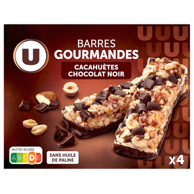 Barres de céréales gourmandes cacahuètes chocolat, x4 - 140g