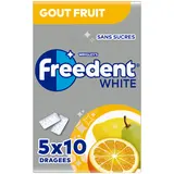 Chewing-gum White Fruits sans sucres FREEDENT 5x10 dragées